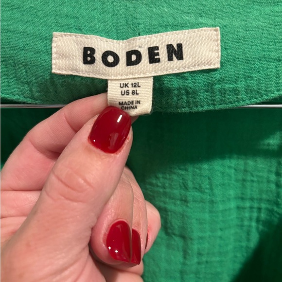 Boden Eve Double Cloth Short Dress Kelly Green Size 8L US Linen Dress - Picture 5 of 5